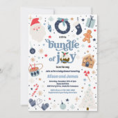 Invitation Bundle De Joy Blue Boy Baby shower D'Hiver (Devant)