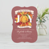 Invitation Bundle De Joy Fall Laisse Baby shower Citrouille (Debout devant)