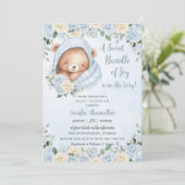 Invitation Bundle Joy Bear Blue Floral Boy Baby shower (Debout devant)
