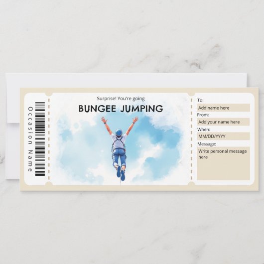 Invitation Bungee Jumping Ticket Gift Certificate (Devant)