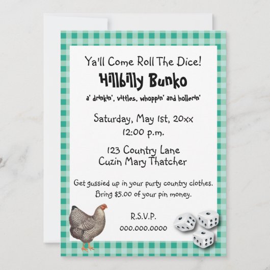 Invitation Bunko - Style champêtre ou Hillbilly (Dos)