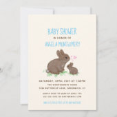 Invitation Bunnies adorables avec Baby shower de garçon de co (Devant)