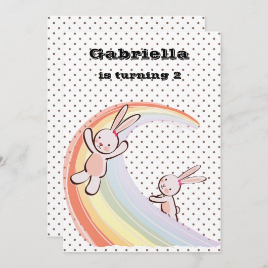 Invitation Bunnies arc-en-ciel (Devant / Derrière)