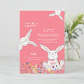Invitation Bunnies & Baby shower coloré Fleur sauvage (Debout devant)