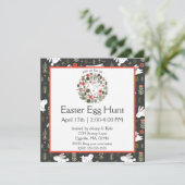 Invitation Bunnies blancs & Fleurs de printemps Pâques (Debout devant)