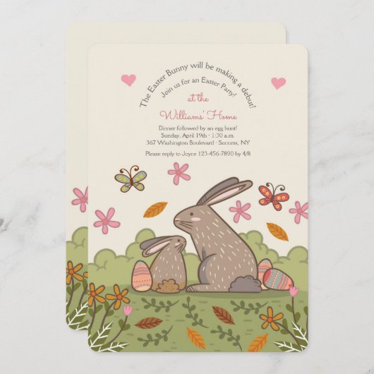 Invitation Bunnies Brown (Devant / Derrière)
