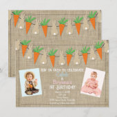 Invitation Bunnies & Carottes Pâques Anniversaire Photo (Devant / Derrière)