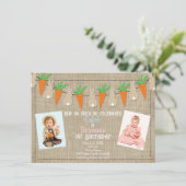 Invitation Bunnies & Carottes Pâques Anniversaire Photo (Debout devant)