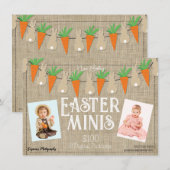 Invitation Bunnies & Carottes Pâques Minis Photographie Circu (Devant / Derrière)