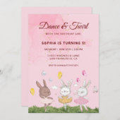 Invitation Bunnies Dance et Twirl Anniversaire (Devant / Derrière)