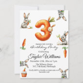 Invitation Bunnies et carottes 3e fête d'anniversaire (Devant)