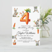 Invitation Bunnies et carottes 4ème anniversaire (Debout devant)