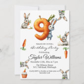 Invitation Bunnies et carottes 9e fête d'anniversaire (Devant)