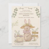 Invitation Bunnies Fleurs Premier Anniversaire (Devant)