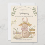 Invitation Bunnies Fleurs Premier Anniversaire (Devant)
