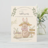 Invitation Bunnies Fleurs Premier Anniversaire (Debout devant)