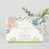 Invitation Bunnies florales de printemps Brunch de Pâques et  (Debout devant)