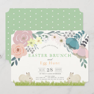 Invitation Bunnies florales de printemps Brunch de Pâques et 