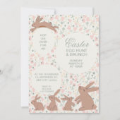 Invitation Bunnies mignons et fleurs du printemps Chasse aux  (Devant)