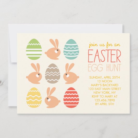 Invitation Bunnies mignons et oeufs de Pâques Fête de Pâques (Devant)