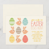 Invitation Bunnies mignons et oeufs de Pâques Fête de Pâques (Devant / Derrière)