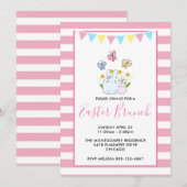 Invitation Bunnies, papillons et marguerites Brunch de Pâques (Devant / Derrière)