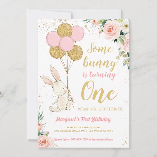 Invitation Bunny 1er anniversaire (Devant)