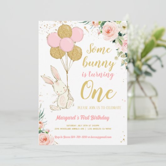 Invitation Bunny 1er anniversaire (Debout devant)