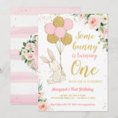 Invitation Bunny 1er anniversaire (Devant / Derrière)