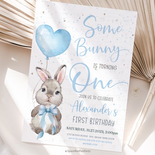 Invitation Bunny 1st Birthday Boy 