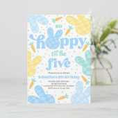 Invitation Bunny 5e Anniversaire Fête Printemps Garçon Bunny  (Debout devant)