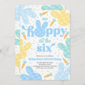 Invitation Bunny 6e Anniversaire Fête Printemps Garçon Bunny (Devant / Derrière)