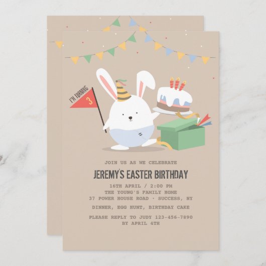 Invitation Bunny Anniversaire (Devant / Derrière)
