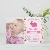 Invitation Bunny Anniversaire Fille de Pâques Oeuf 1er Annive (Debout devant)