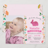 Invitation Bunny Anniversaire Fille de Pâques Oeuf 1er Annive (Devant / Derrière)