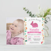 Invitation Bunny Anniversaire Fille de Pâques Oeuf 1er Annive (Debout devant)