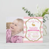 Invitation Bunny Anniversaire Fille de Pâques Oeuf 1er Annive (Debout devant)