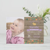 Invitation Bunny Anniversaire Fille de Pâques Oeuf 1er Annive (Debout devant)