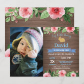 Invitation Bunny Anniversaire Fille de Pâques Oeuf 1er Annive (Devant / Derrière)