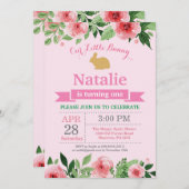 Invitation Bunny Anniversaire Fille de Pâques Oeuf 1er Annive (Devant / Derrière)