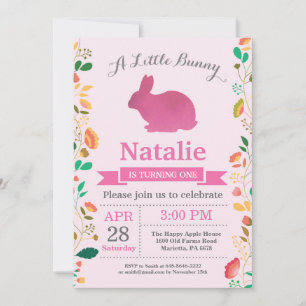 Invitation Bunny Anniversaire Fille de Pâques Oeuf 1er Annive