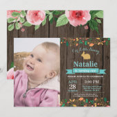 Invitation Bunny Anniversaire Fille de Pâques Oeuf 1er Annive (Devant / Derrière)