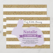 Invitation Bunny Anniversaire Fille de Pâques Oeuf 1er Annive (Devant / Derrière)