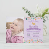 Invitation Bunny Anniversaire Fille de Pâques Oeuf 1er Annive (Debout devant)