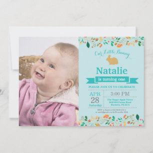 Invitation Bunny Anniversaire Fille de Pâques Oeuf 1er Annive