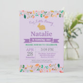 Invitation Bunny Anniversaire Fille de Pâques Oeuf 1er Annive (Debout devant)