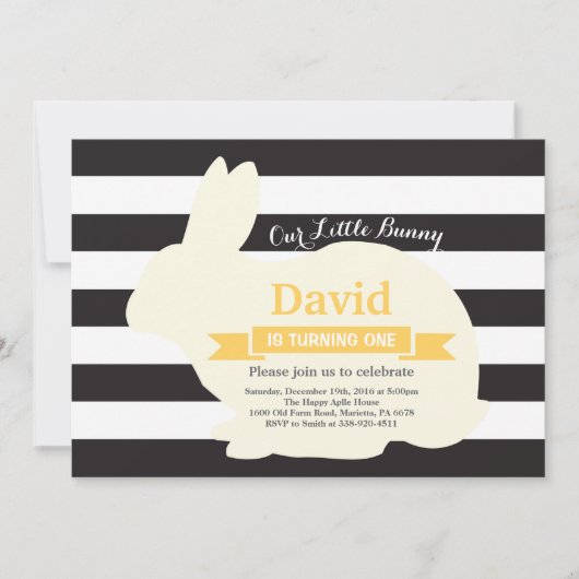 Invitation Bunny Anniversaire Oeuf de Pâques 1er premier anni (Devant)