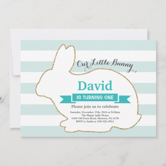 Invitation Bunny Anniversaire Oeuf de Pâques 1er premier anni (Devant)