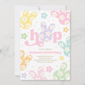 Invitation Bunny Anniversaire Pastel Daisy Floral Spring Part (Devant)