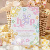 Invitation Bunny Anniversaire Pastel Daisy Floral Spring Part